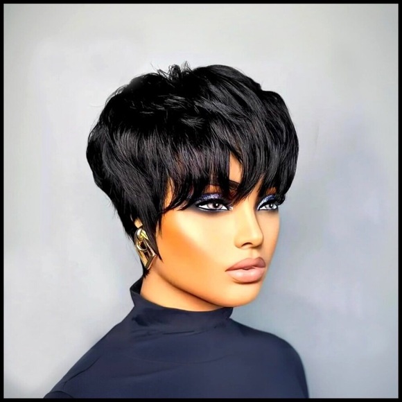 Short Pixie Cut Human Hair Wig Glueless Layered With Bangs Modern main image 2